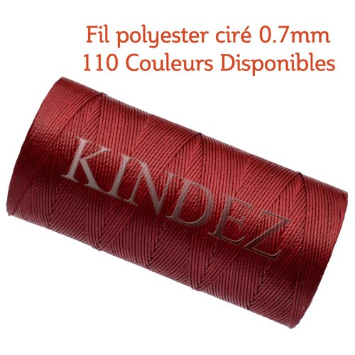 Fil polyester ciré 0.7mm, fil ciré pour macramé, bijoux - rouge canneberge - 15 mètres