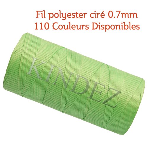 Fil polyester ciré 0.7mm, fil ciré pour macramé, bijoux - vert menthe - 15 mètres