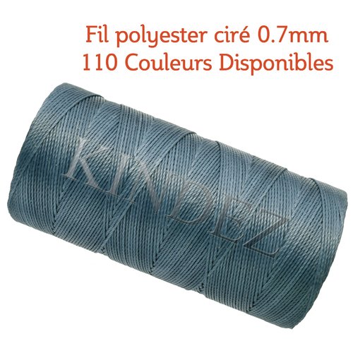 Fil polyester ciré 0.7mm, fil ciré pour macramé, bijoux - bleu tendre - 15 mètres