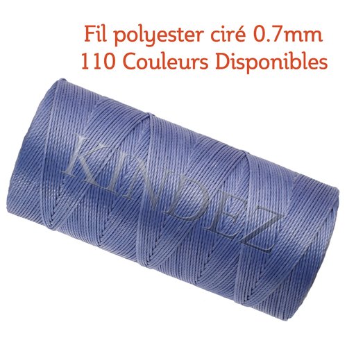 Fil polyester ciré 0.7mm, fil ciré pour macramé, bijoux - bleuet - 15 mètres