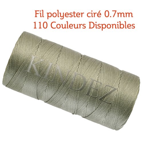 Fil polyester ciré 0.7mm, fil ciré pour macramé, bijoux - sauge - 15 mètres