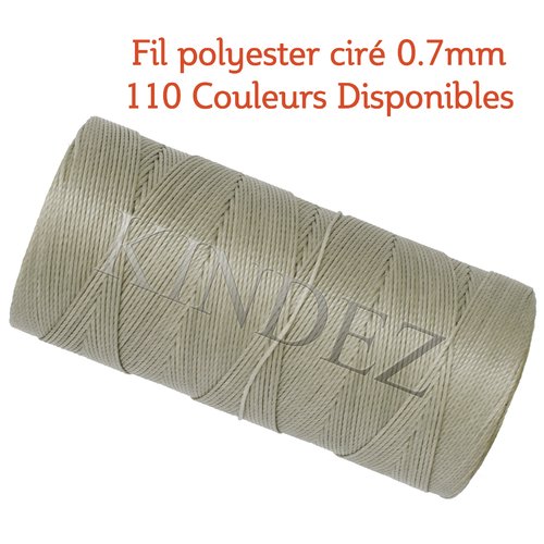 Fil polyester ciré 0.7mm, fil ciré pour macramé, bijoux - gris argenté - 15 mètres