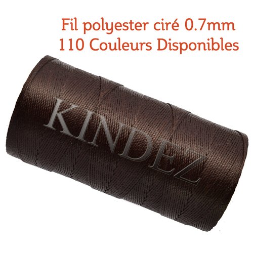Fil polyester ciré 0.7mm, fil ciré pour macramé, bijoux - chocolat noir - 15 mètres