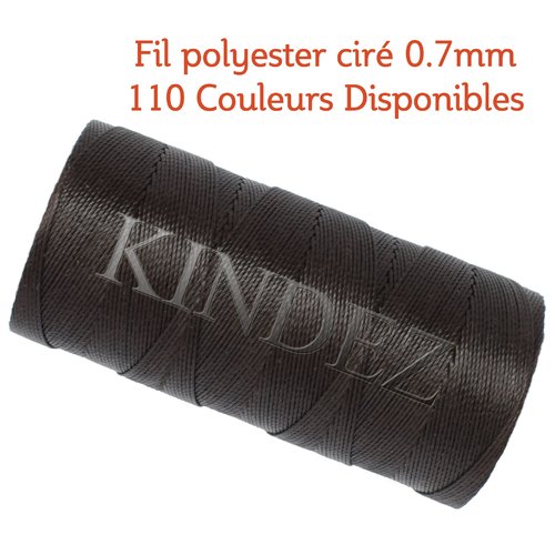 Fil polyester ciré 0.7mm, fil ciré pour macramé, bijoux - marron foncé - 15 mètres