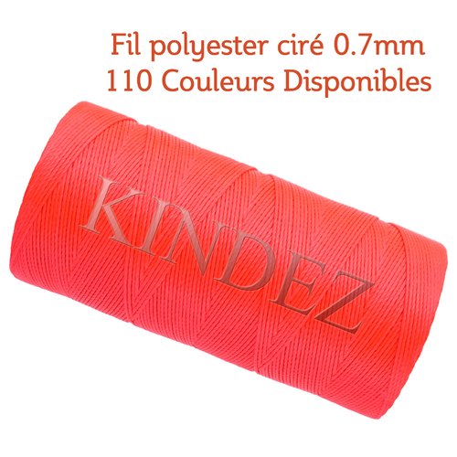 Fil polyester ciré 0.7mm, fil ciré pour macramé, bijoux - rose fluo - 15 mètres