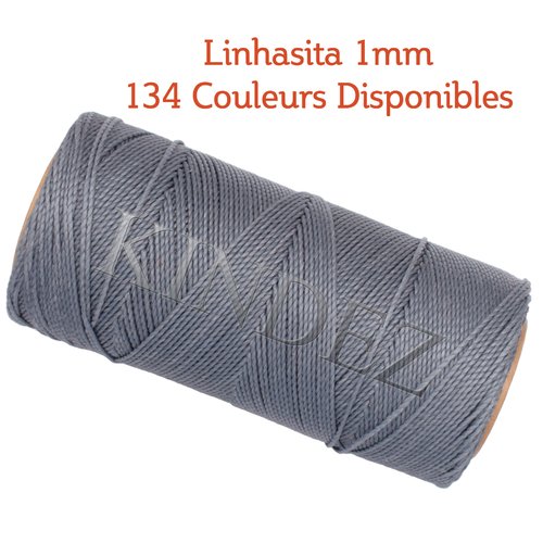 Fil linhasita 1mm, fil polyester ciré, fil ciré macramé, bleu poussiéreux - 15 mètres