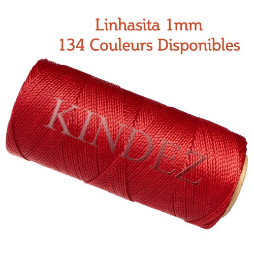Fil linhasita 1mm, fil polyester ciré, fil ciré macramé, rouge vif - 15 mètres
