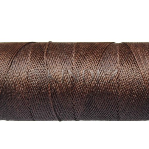 Fil settanyl 0.8mm, fil polyester ciré, fil ciré macramé, marron chocolat - 15 mètres