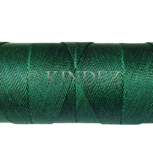 Fil settanyl 0.8mm, fil polyester ciré, fil ciré macramé, vert émeraude - 15 mètres