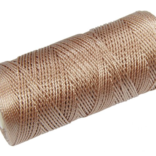 Cordon fil nylon non-ciré 0.8mm, fil nylon, fil macramé, beige - 15 mètres