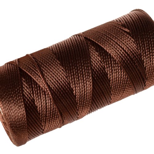 Cordon fil nylon non-ciré 0.8mm, fil nylon, fil macramé, brun foncé - 15 mètres
