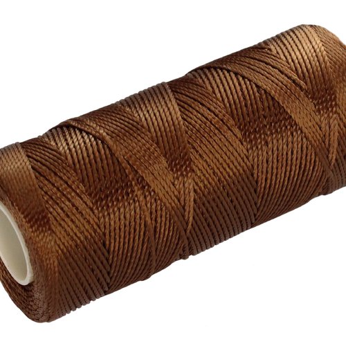 Cordon fil nylon non-ciré 0.8mm, fil nylon, fil macramé, marron - 15 mètres