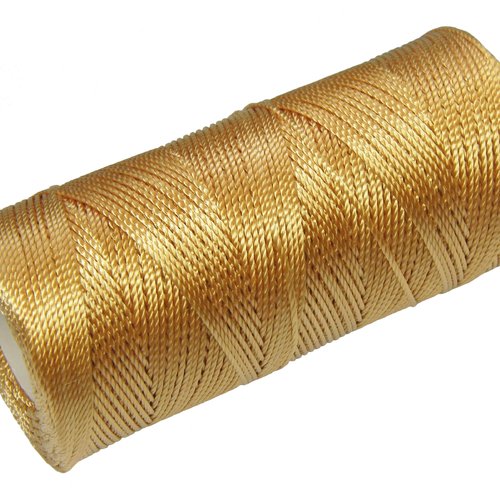 Cordon fil nylon non-ciré 0.8mm, fil nylon, fil macramé, marron doré - 15 mètres