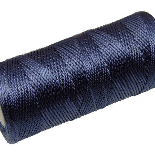 Cordon fil nylon non-ciré 0.8mm, fil nylon, fil macramé, bleu foncé - 15 mètres