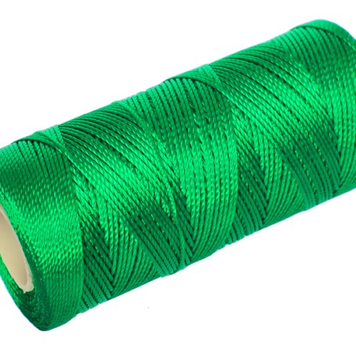 Cordon fil nylon non-ciré 0.8mm, fil nylon, fil macramé, vert - 15 mètres