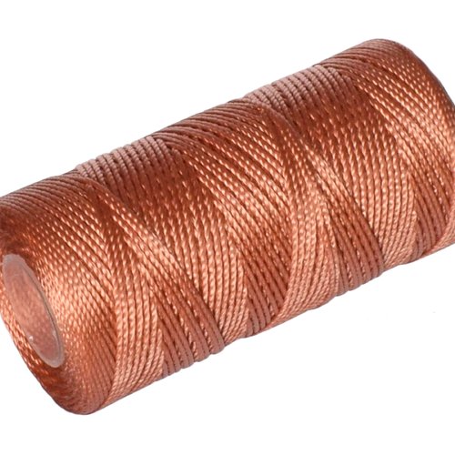 Cordon fil nylon non-ciré 0.8mm, fil nylon, fil macramé, marron clair - 15 mètres