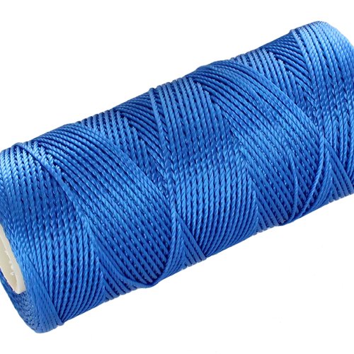 Cordon fil nylon non-ciré 0.8mm, fil nylon, fil macramé, bleu - 15 mètres