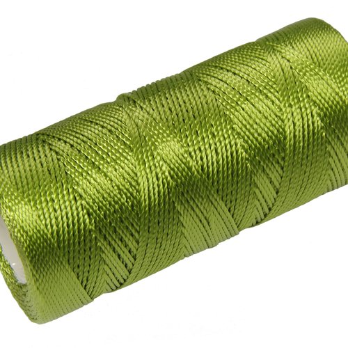 Cordon fil nylon non-ciré 0.8mm, fil nylon, fil macramé, vert citron - 15 mètres