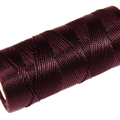 Cordon fil nylon non-ciré 0.8mm, fil nylon, fil macramé, aubergine fonce  - 15 mètres