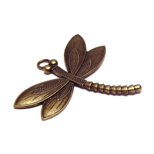 1 pendentif libellule en métal bronze