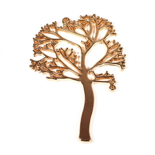 1 pendentif arbre en métal doré, 69mm x 41mm