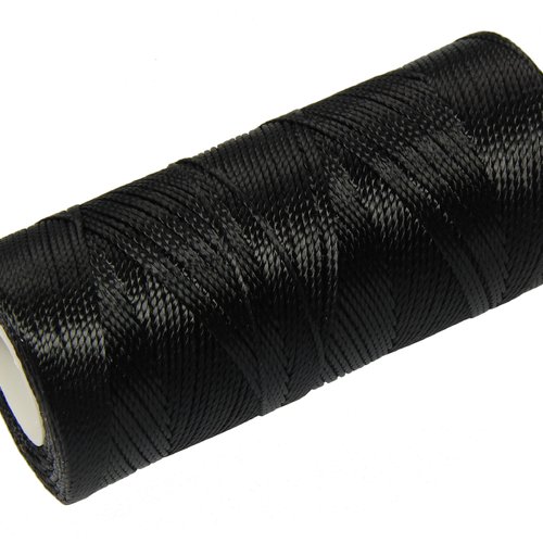 Cordon fil nylon non-ciré 0.8mm, fil nylon, fil macramé, noir - 15 mètres