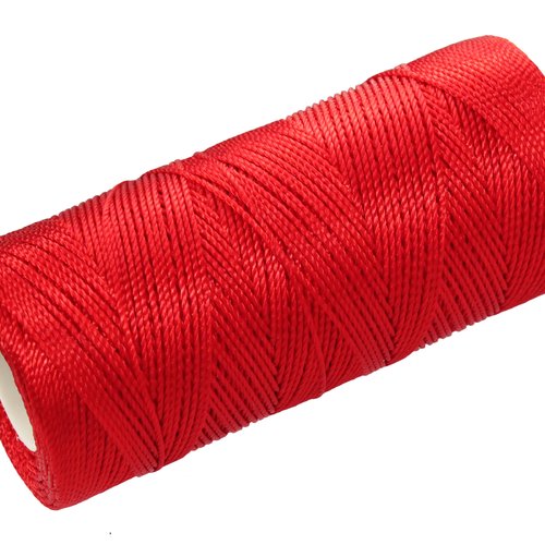 Cordon fil nylon non-ciré 0.8mm, fil nylon, fil macramé, rouge - 15 mètres