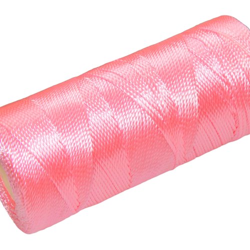 Cordon fil nylon non-ciré 0.8mm, fil nylon, fil macramé, rose - 15 mètres