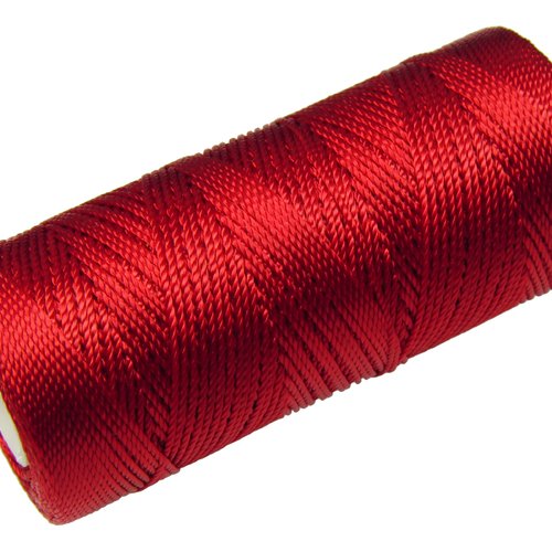 Cordon fil nylon non-ciré 0.8mm, fil nylon, fil macramé, rouge fonce - 15 mètres