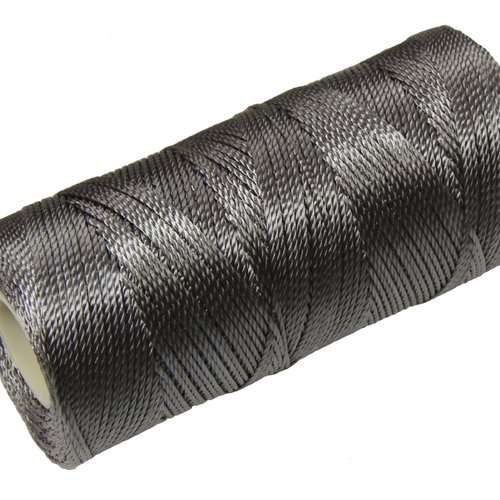 Cordon fil nylon non-ciré 0.8mm, fil nylon, fil macramé, gris foncé - 15 mètres