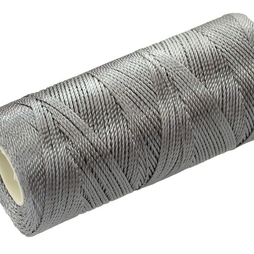 Cordon fil nylon non-ciré 0.8mm, fil nylon, fil macramé, gris argenté - 15 mètres