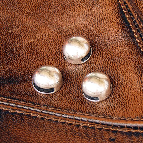 5 perles passant pour cuir plat ou cordon, métal argenté antique