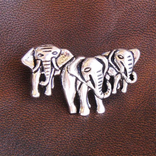 Connecteur elephants pour collier ou bracelet, métal argenté antique