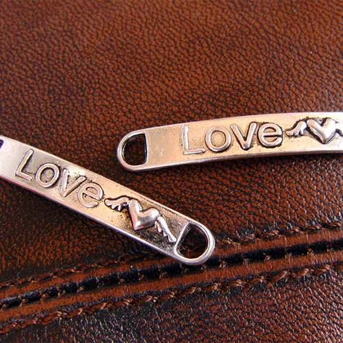 10 connecteurs pour bracelet "love" métal argenté antique
