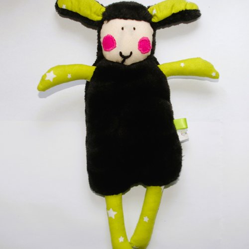 Doudou mouton noir - vert anis étoilé