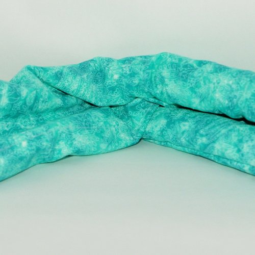 Bouillotte sèche-bandeau vert d'eau en fleurs - modèle h/f
