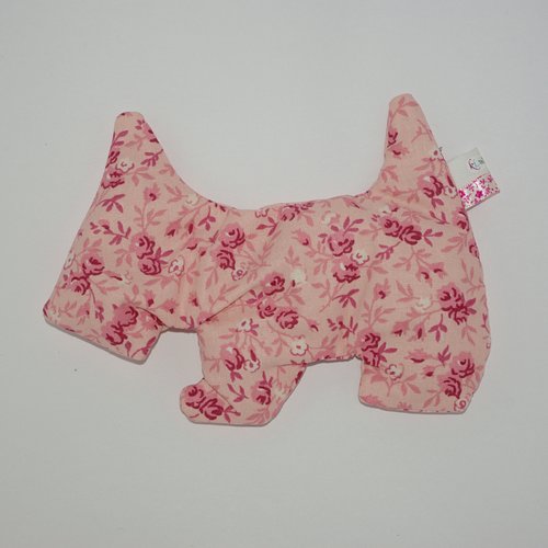 Bouillotte sèche - chien rose fleuri