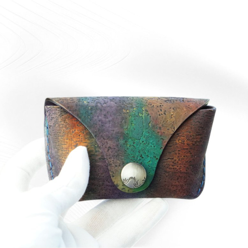Pochette minimaliste en liège,teintée main