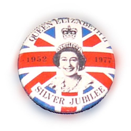 Badge british queen uk anglais london england reine d'angleterre pop 80's ø25mm vintage retro