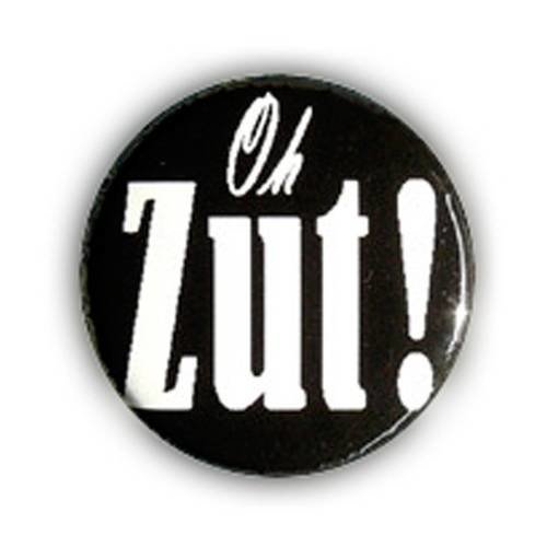 Badge oh zut ! - blanc / fond noir - french spirit vintage funny 25 mm