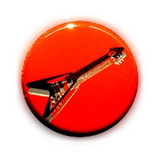 Badge rock guitars triangle sur fond rouge punk pop - 25 mm