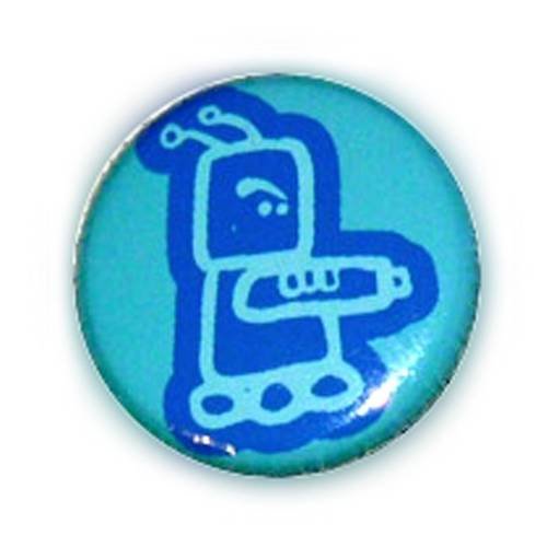 Badge robot laser rigolo kawaii freak nerd alien monster geek 25mm