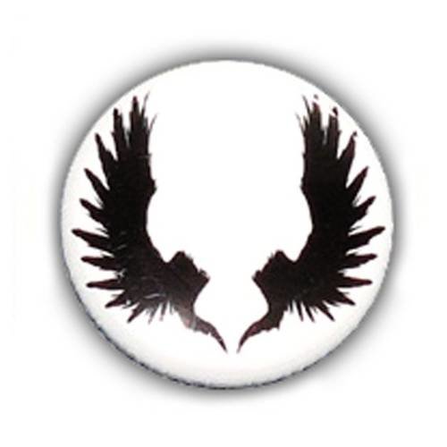 Badge ailes ange noir / blanc angel wings punk rock tattoo goth ø25mm
