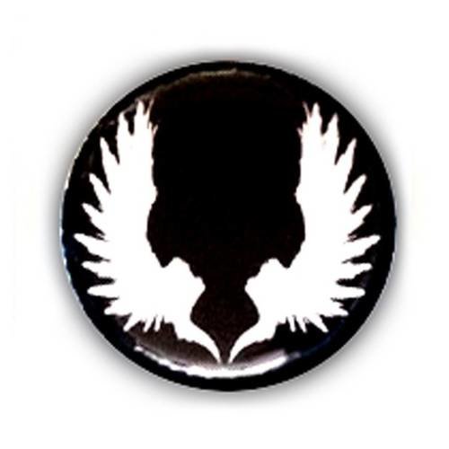 Badge ailes ange blanc / noir angel wings punk rock tattoo goth ø25mm