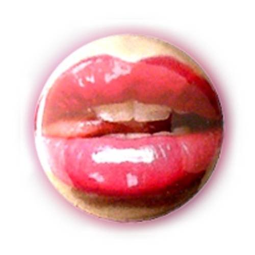 Badge sexy lips bouche glossy lick pink punk rock kustom pinup 25mm