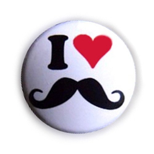 Badge i ♥ love moustache french retro pop 25mm mustache retro vintage