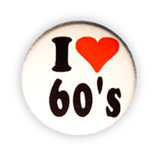 Badge i ♥ love 60 's heart coeur rock pins ny retro vintage ø25mm