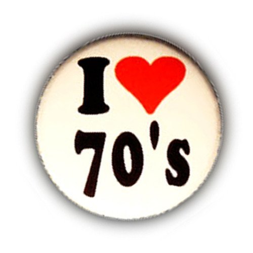 Badge i ♥ love 70 's heart coeur rock pins ny retro vintage ø25mm