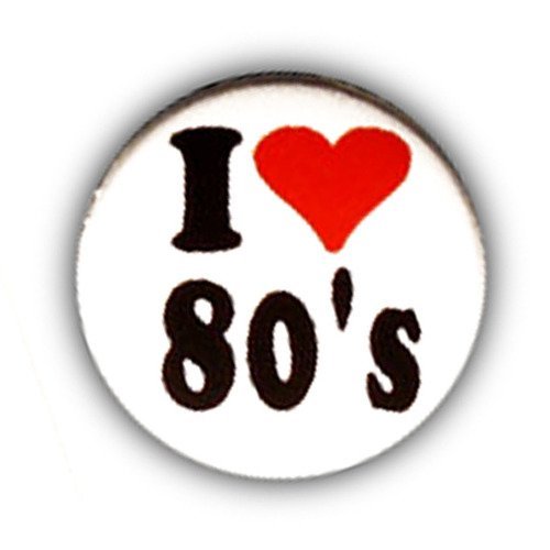 Badge i ♥ love 80 's heart coeur rock pins ny retro vintage ø25mm 