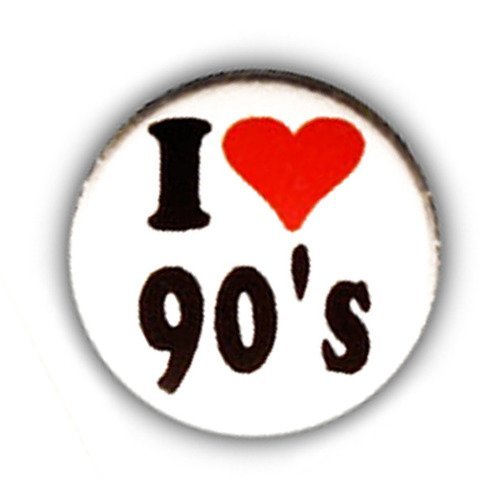 Badge i ♥ love 90 's heart coeur rock pins ny retro vintage ø25mm